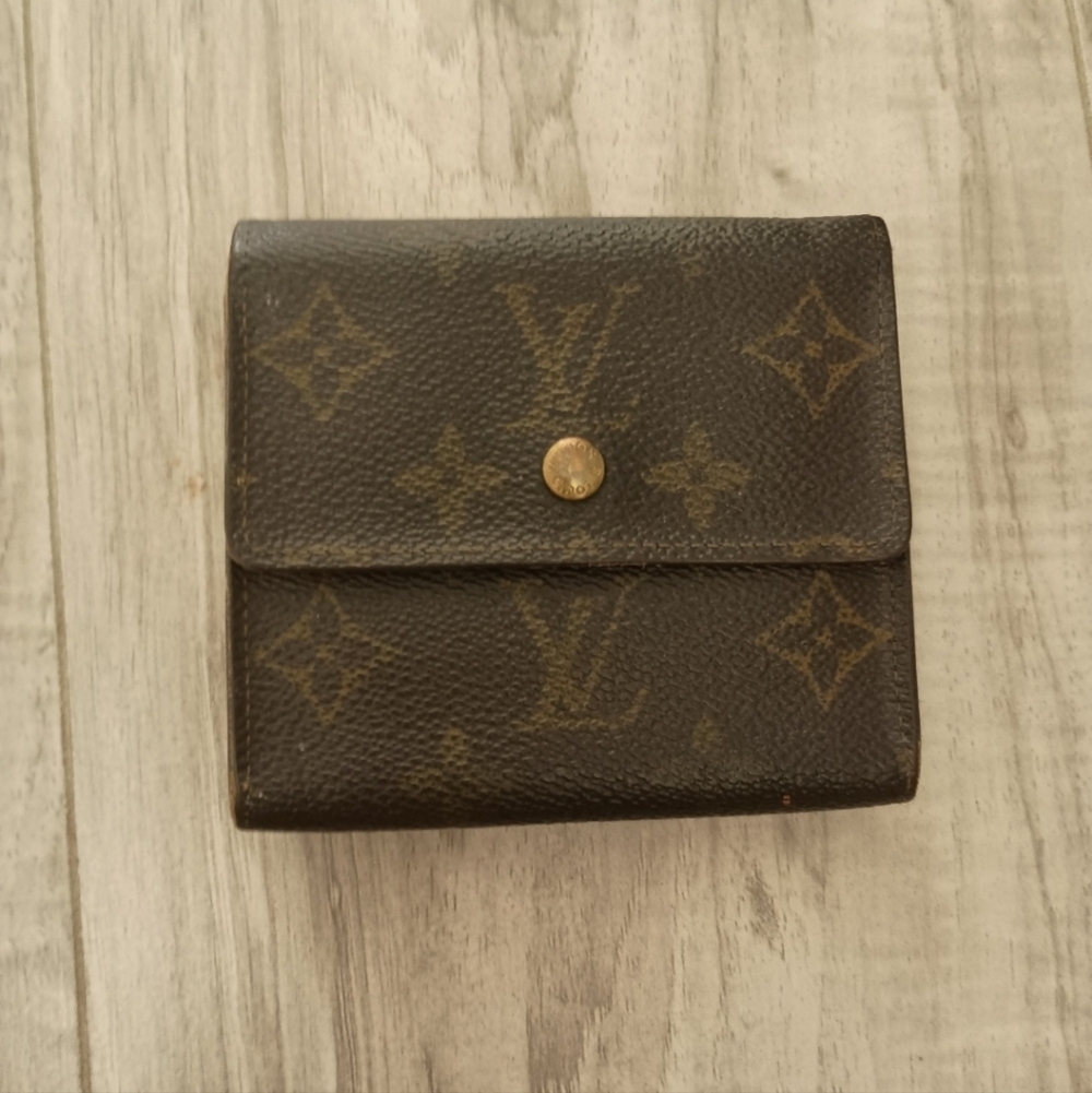 LOUIS VUITTON Folding Wallet Brown PVC W hook monogram Portomonevier